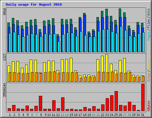 Daily usage for August 2016