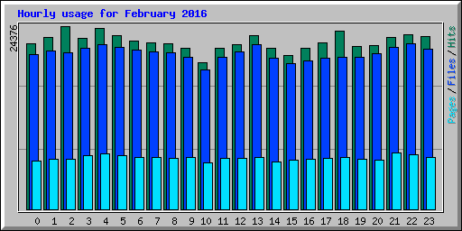 Hourly usage for February 2016